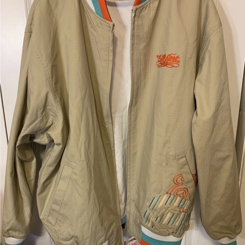 Ecko Unlimited mens‎ sz 2XL reversible Cream Jacket windbreaker
